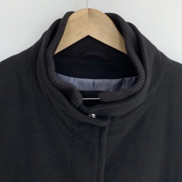 Banana Republic Italian Melton Stadium Coat Wool Coat Large Black - Picture 6 of 12